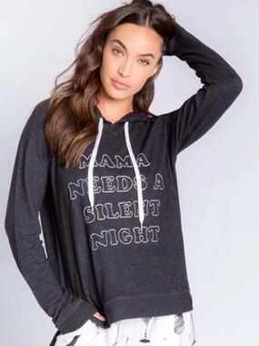 PJ Salvage Charcoal Graphic 'Mama Needs a Silent Night' Hoodie